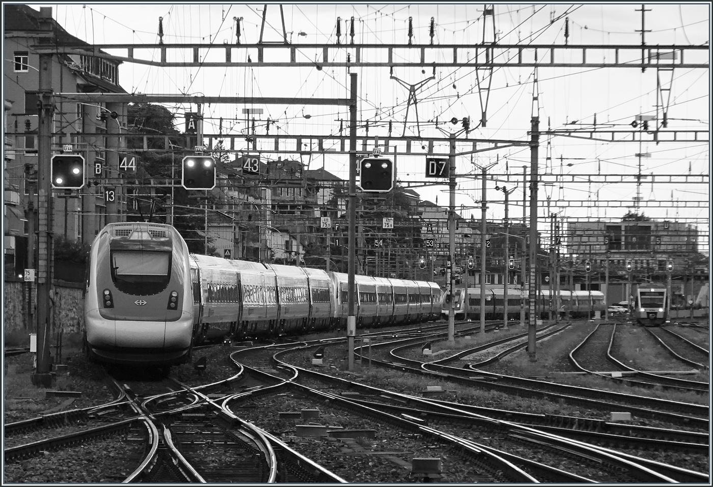 Two SBB ICN RABDe 500 units depart as IC51 1611 from Neuchatel station. The ICN is on its way from Lausanne to Basel SBB.

August 24, 2026