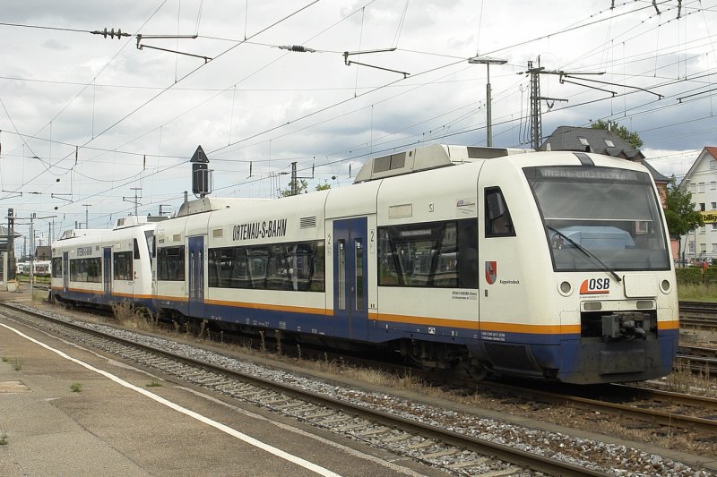 A train of OSB (Ortenau S-Bahn) 510 in Offenburg Central Railway Station.
