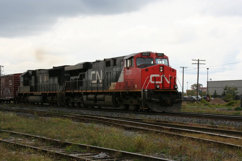 CN ES44DC 2231 and Illinois Central SD70 1034 on 04.10.2009 at London. 