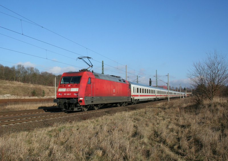 DB 101 109-7 with a IR on 22.01.2009 at Gerstungen.