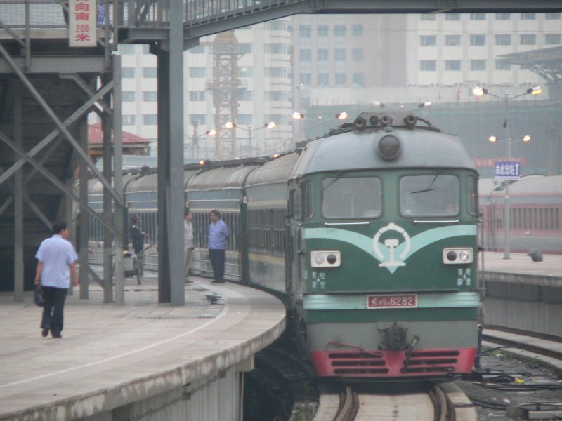 DF4 6282 with a passenger train at Beijing North Station. 2007