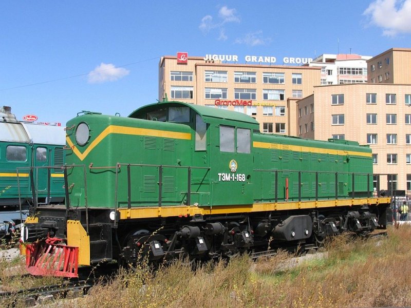 Diesellok T3M-1-168 in the railway museum of Mongolia in Ulaanbaatar on 16-9-2009.