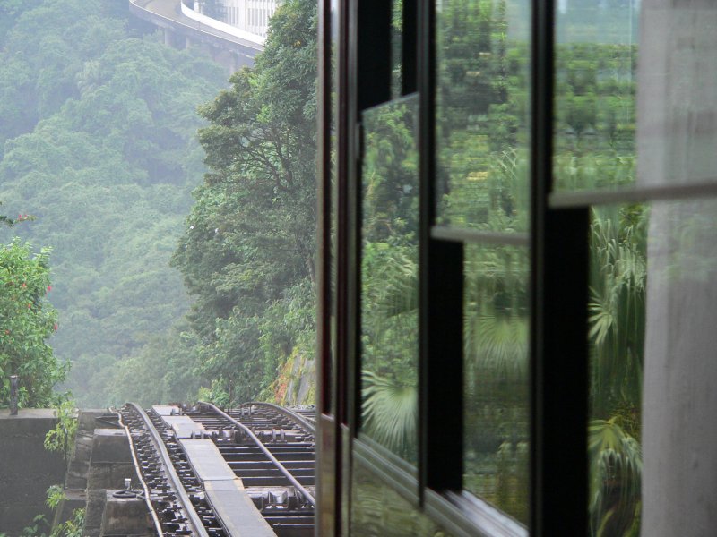 Peak tram in Hongkong runs between Hongkong Island and Victoria Peak, from where you have a good view at Hongkong. Sept. 2007