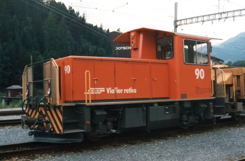 RhB Tm 2/2 90 on 5.08.1996 at Klosters.
