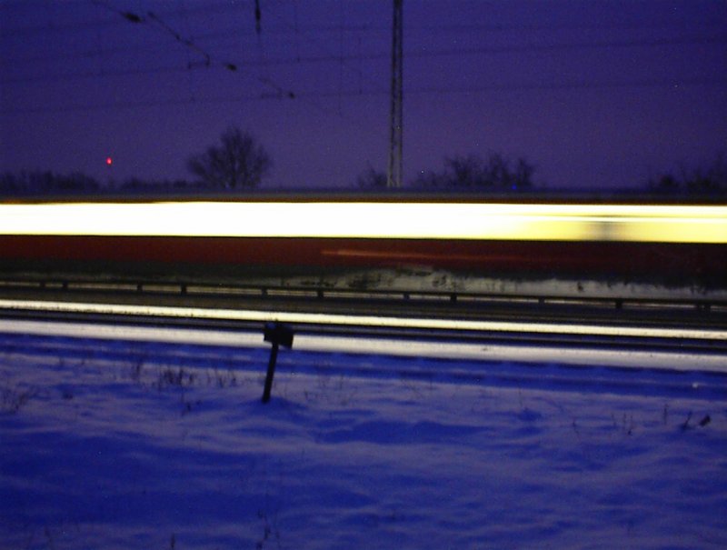 S-Bahn by night. Taken 2001 in Friedrichshagen.
