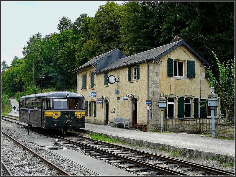 The Uerdinger railcar is waiting for passengers at the station Fond de Gras on May 3rd, 2009.