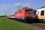 Ex-DB 111 158 hauls an RB37 (KRefeld<=>Neus)  through Kaarst-Broicherheide on 8 May 2025.