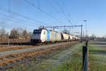 On 21 January 2019 LTE 186 298 hauls a cereals train into Oss station.