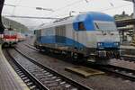 On a very wet 19 September 2017 LTE 2016 920 runs light through Bratislava hl.st.