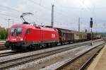 ÖBB 1016 033 speeds through Regensburg Hbf on 17 September 2015.