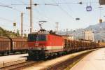BB 1044 005 with wood snippets train passes through Feldkirch on 27 May 2002, three weeks after the murder of Dutch politician Pim Fortuyn, an act of terror, that lead even the Feldkirch station master to ask questions about it to the Dutch photographer...