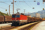 On 26 May 2002, ÖBB 1044 005 passes through Feldkirch after having fetched up the cargo at Buchs SG and crossing through the Principality of Liechtenstein. 