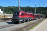 Wrong nose in front for BB RailJet 1116 201, passing Kufstein on 2 July 2013.