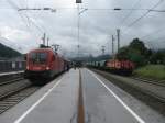 OBB 1116 266 and OBB 1020 001 at Kirchberg in Tirol. August 2012.