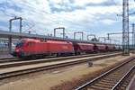 On a sunny 11 May 2018, ÖBB 1116 007 hauls a cereals train through Budapest-Kelenföld.