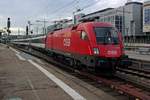 ÖBB 1116 098 leaves Stuttgart Hbf on 2 January 2020.