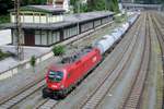 Tank train with 1116 191 takes a break in Kufstein on 18 May 2018.