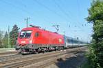 On 7 May 2016 ÖBB 1116 063 hauls an EC service to Budapest out of Hegyeshalom.