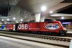 On the evening of 21 September 2020 ÖBB 1116 249 stands in Wien Hbf, showing the second ÖFB loco -the second loco to be sponsored by the national Austrian Soccer Cooperation.