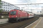 BB 1216 234 speeds through Praha-Liben with a Vienna-bound EC on 13 May 2012.