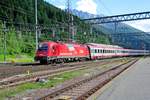 On 1 July 2013, ÖBB 1216 011 enters Brennero with an EC from Verona to Munich via Kufstein.