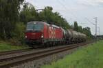 ÖBB 1293 189 hauls a short tank train through Kaarst Broicherheide on 8 August 2025.