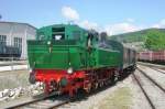 Lok 4 enters the EM Ampflwang with a steam shuttle from Timelkam on 28 May 2012.