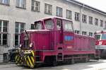 ÖMV shunter 'MORITZ' stands at the Heizhaus Strasshof on 28 May 2012.