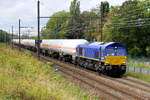The Railtraxx 266 007 (PB03) with a gas tank train on route out of the port of Antwerp. EMD JT42CWR (class 66) build in 2001 with construction N�20008254-5. Line 27A at Antwerp Airport. 02-09-2026