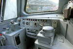 Cabine of the 5166. A total of 93 of these locs were build by Cockerill Ougr�e between 1961 and 1963. Out of service: 2003. Co-Co / max speed: 120km/h / Power: 1450kW / Traction force: 272kN / Traction motors: 6 / Diesel engine: Cockerill Sambre / Weight: 117 ton / Length: 20,16m Strongest Diesel loc build in Belgium. Antwerpen Centraal 10-10-2026