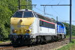 The Infrabel/TVM 5501 together with the 7731 on route to the port of Antwerp.  BN Brugge HLD 55 build in 1961 with construction N� 205 001.  NMBS Class 55: between 1961 and 1962  42 of these diesel locomotives were build by BN Brugge. Numbers: 5501 t ...