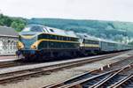 PFT-TSP 210.077/6077 hauls a quasi TEE train into trois-Ponts on 25 July 1994.