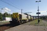On 14 July 2022 Lineas 7856 hauls a steel train through Antwerpen-Noorderdokken.