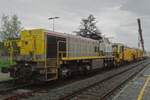 On a grey 6 May 2023 InfraBel 7857 stands at parked at Eeklo in preparations of track work between Gent and Eeklo.