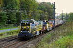 The Certus Rail 7744 with a maintenance train on route to the port of Antwerp.