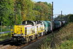 The Lineas 7856 double traction with the 7712 for this mixed steel and gas train to the port of Antwerp. Siemens-Vossloh NMBS serie 77-78 build in 2004 with construction N� 1001282. NMBS Class 77: between 1999 and 2005  170 of these diesel locomotives were build by Siemens-Vossloh. Numbers: 7701 to 7870.  Max speed: 100km/h. Power: 1150kW.  110 are in service at Lineas, 37 are in service at the NMBS, 23 are in service at Infrabel, BLS Cargo Nord have 3, Certus Rail have 3 in service.  Line 27A at Antwerp Airport. 06-10-2026 