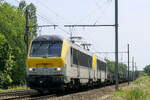 The Lineas 1340 and 1328 with the daily Arcelor-Mittal steel shuttle from Esch-sur-Alzette in Luxembourg to the port of Antwerp. Build by Bombardier Brugge in 2000 with construction N� 1360. NMBS Class 13: between 1997 and 2001  80 of these locomotives were build by Bombardier Brugge. Concept and parts from Alstom Belfort. Original NMBS numbers: 1301 to 1360, CFL numbers: 3001 to 3020. Max speed: 200km/h. Power: 5200kW. Power supply: 3000V and 25kV.  Numbers 1301 to 1345 are in service at Lineas, numbers 1346 to 1360 are in service at the NMBS. Line 27A at Antwerp Airport. 10-07-2026