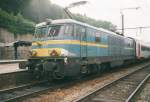 Scanned picture of NMBS 1503 with Intercity stock at Liege=Guillemins on 13 July 1999. 
