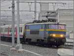 1604 with M 4 wagons is arriving at the station of Liège Guillemins on February 27th, 2009.