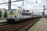 NMBS 1802 banks an IC to Essen out of Antwerpen-Berchem on 21 May 2014.
