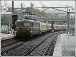 It's raining cats and dogs on September 12th, 2008 in Lige and a very long special train has to be pushed up the ramp to Ans by the helper engine HLE 2226.