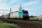 NMBS HLE28 The 2843 with a freight train coming from Antwerp habor with destination Germany.