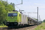 The BLS Cargo Nord E 186 114 with a car freight train.