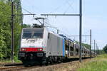 The BLS Cargo 186 493 with a car train from Italy to the port of Zee-Brugge.