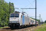 Train Charter Services E 186 289-5 med 3 passagerarvagnar till tågservicedepån i hamnen i Antwerpen. Linje 27A vid Antwerpen flygplats. 26-06-2026