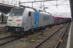 On 23 July 2026 Lineas 186 424 hauls the Tomorrowland I Express from Amsterdam Centraal to Boom (near Antwerpen) out of Roosendaal. The I-11 coaches carry special stickers for the many youngsters who travel by train towards Belgium's  biggest techno-house festival. 