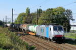 The Lineas 186 505 with the daily BASF shuttle from BASF Antwerpen to BASF Ludwigshafen. Bombardier Traxx F140 MS2e build in 2018 with construction N� 35554. Line 27A at Antwerp Airport. 29-09-2026
