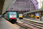 The NMBS 2810(186 202) as EuroCity from Brussel Zuid to Rotterdam Centraal at platform 3 level +1 at Antwerpen Centraal. EuroCity from Rotterdam Centraal to Brussel Zuid. 16 times a day these trains run in each direction between Brussels South and Ro ...