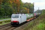 De Lineas 186 149 met de dagelijkse BASF-shuttle van BASF Ludwigshafen naar BASF Antwerpen. Bombardier Traxx F140 MS gebouwd in 2007 met constructienummer 34344. Lijn 27A bij Antwerp Airport. 20-10-2026
