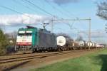 CoBRa 2819 hauls an intermodal freight through Wijchen on 3 March 2016.